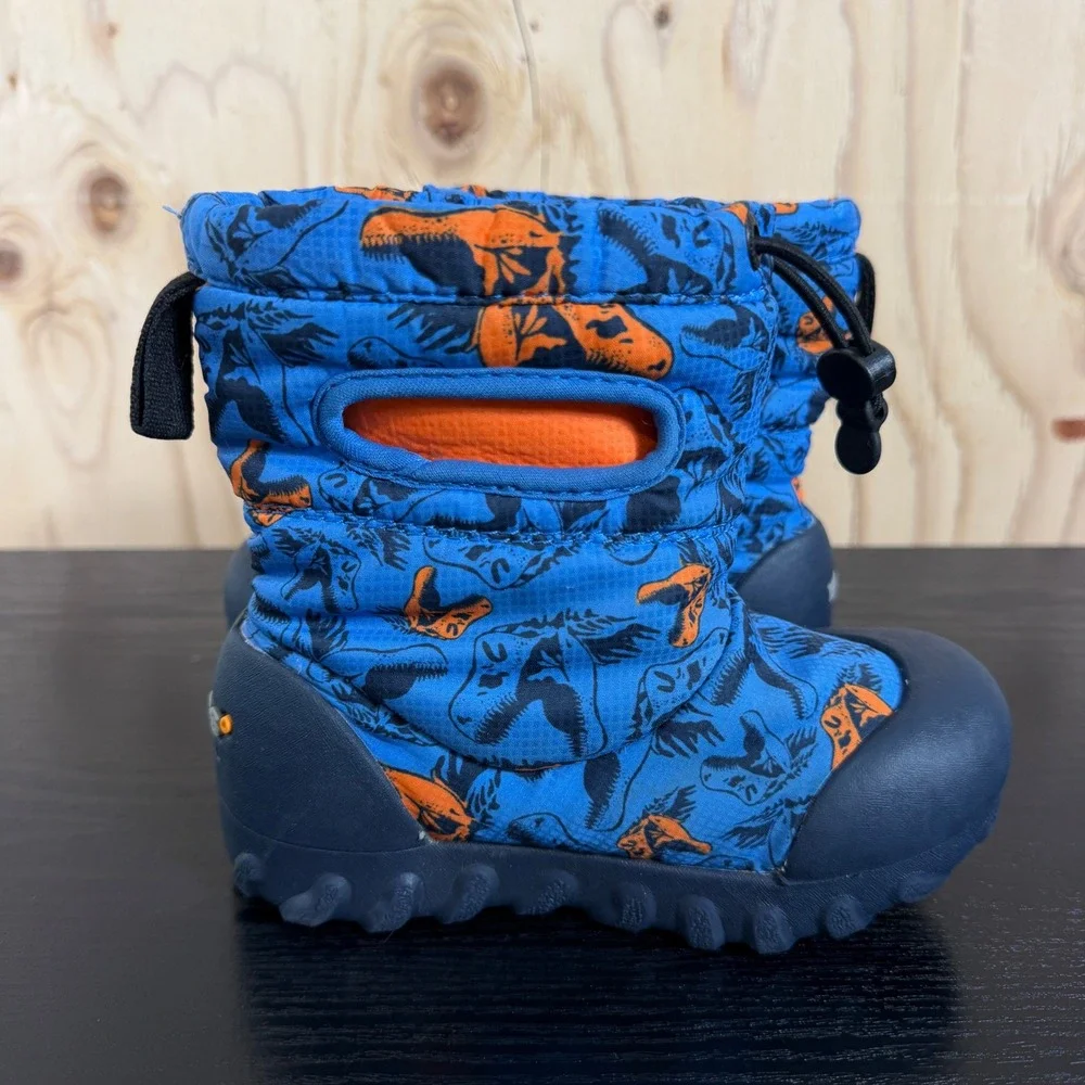 Bogs B-MOC Snow Dino Boots Toddler Size 9 Blue  Waterproof Insulated Faux Fur